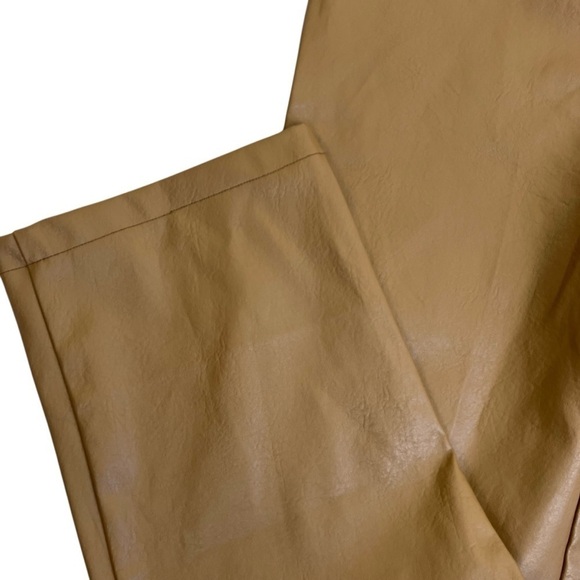 PacSun 90s Faux Leather Pants Straight Leg High Rise Mom Pants Camel Tan Sz S - Picture 11 of 16